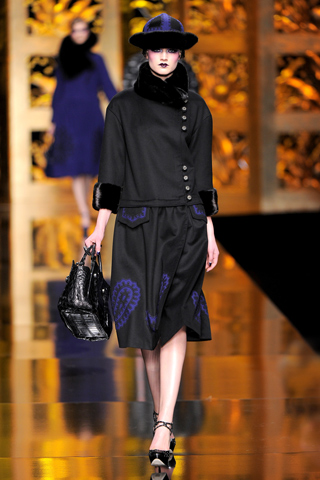 Chaqueta negra con piel falda estampada Christian Dior